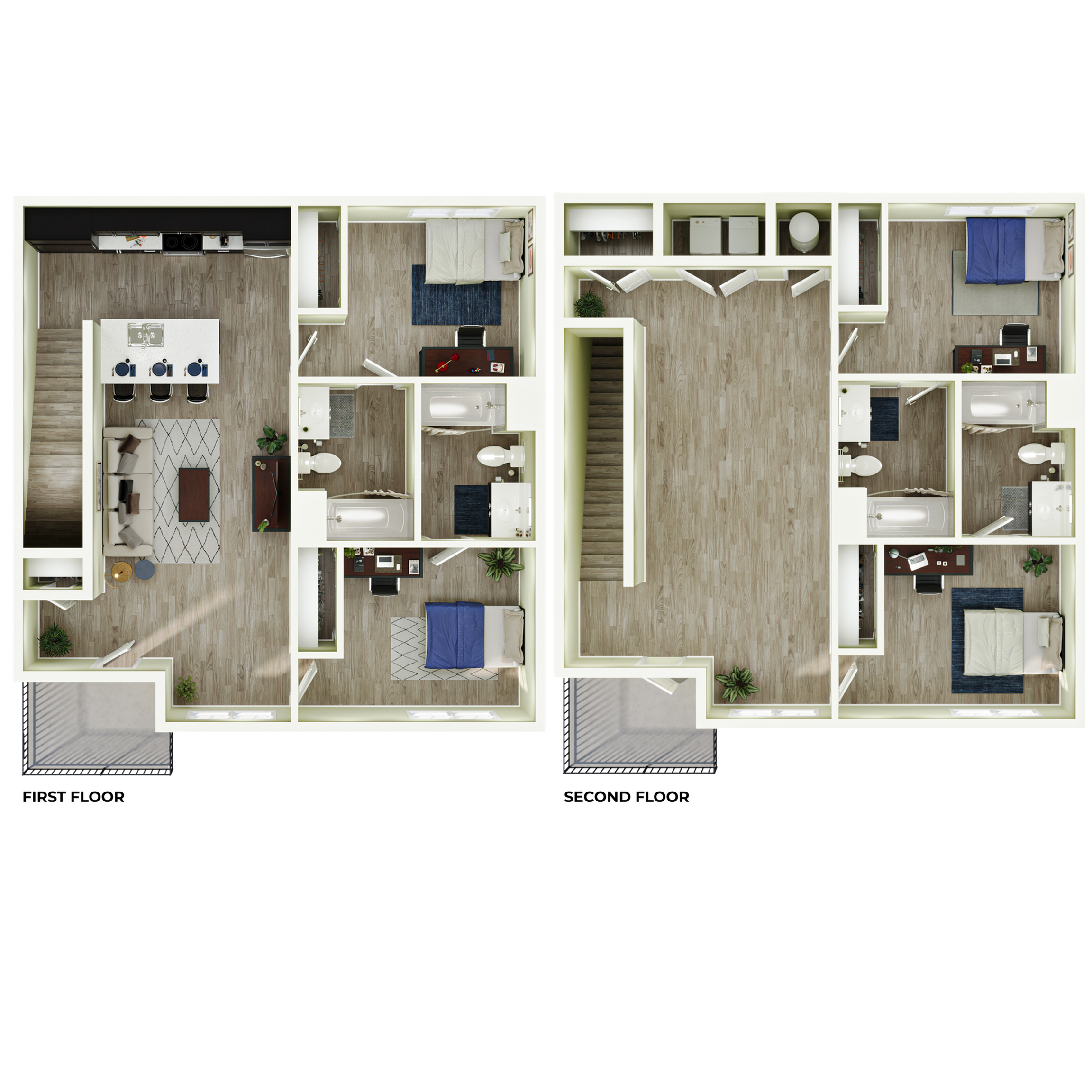 4BR/4BA – Townhome B floor plan